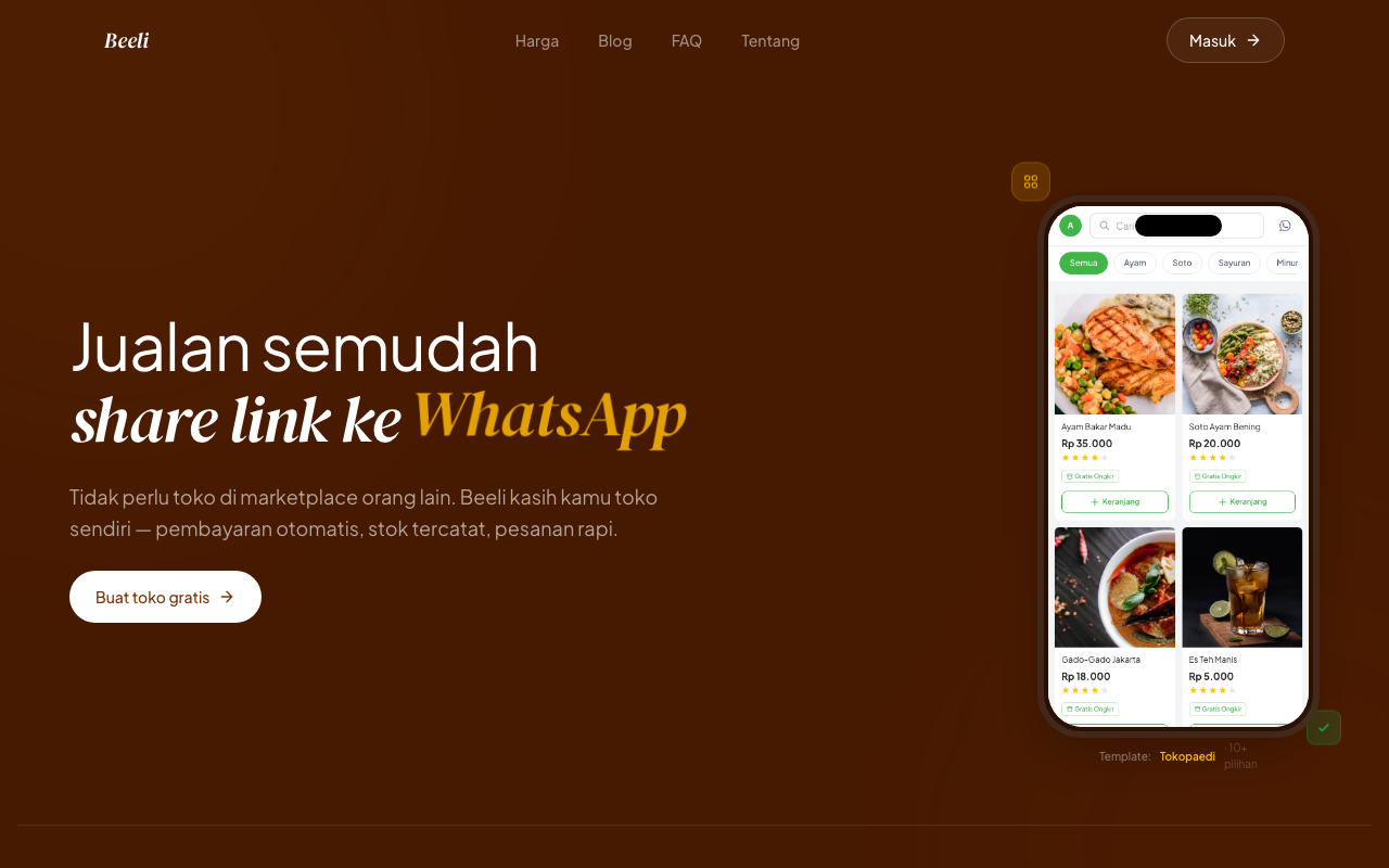 Beeli.id — free online store platform for Indonesian SMEs, powered by Astapa